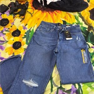 Lee Women's  Boyfriend Blue Jeans Mid Rise size 10